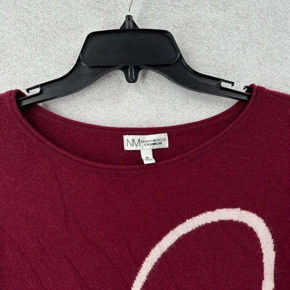 Neiman Marcus 100% Cashmere Sweater Womens MEDIUM Red Long Sleeve Love Heart - Picture 4 of 14